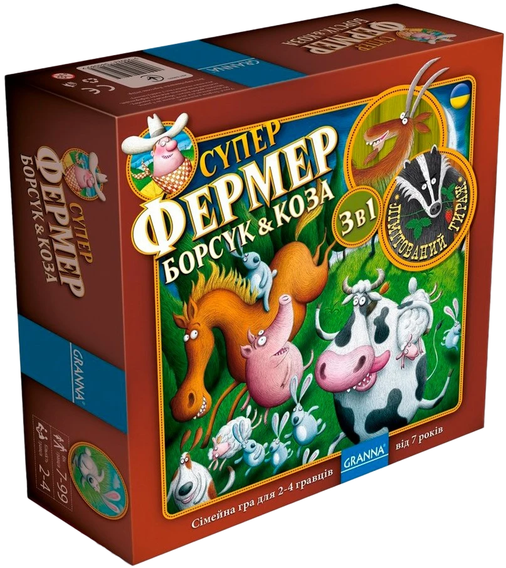Настольная игра Суперфермер 3 в 1 Барсук & Коза