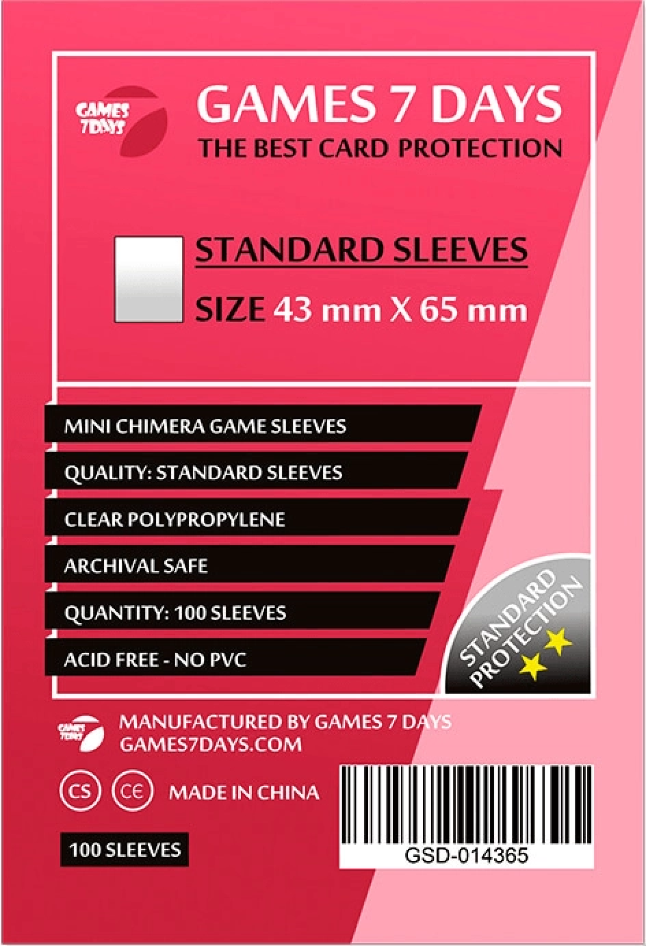 Протекторы Games7Days (43 х 65 мм) Standard Mini Chimera (100 шт)