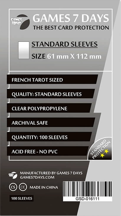 Протекторы Games7Days (61 х 112 мм) Standard French Tarot (100 шт)