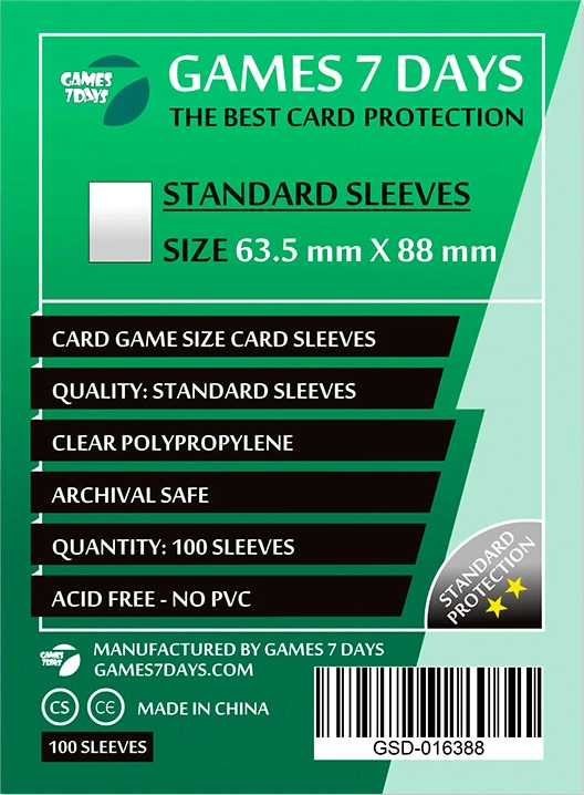 Протекторы Games7Days (63,5 x 88 мм) Standard Card Game (100 шт)