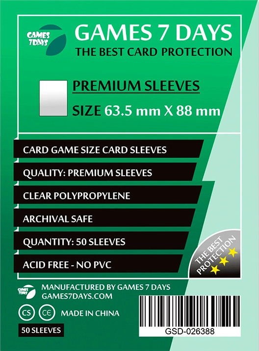 Протекторы Games7Days (63,5 х 88 мм) Premium Card Game (50 шт)