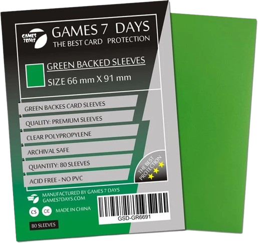 Протекторы Games7Days (66 х 91 мм / 63.5x88 мм) Green Premium MTG (80 шт)