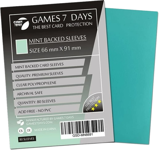 Протекторы Games7Days (66 х 91 мм / 63.5x88 мм) Mint Premium MTG (80 шт)