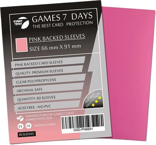 Протекторы Games7Days (66 х 91 мм / 63.5x88 мм) Pink Premium MTG (80 шт)