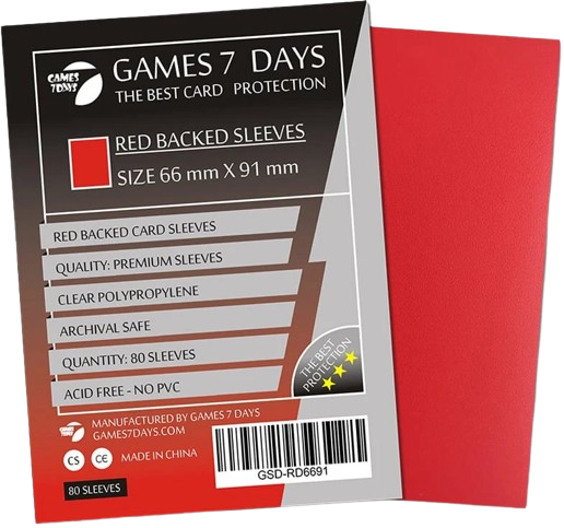 Протекторы Games7Days (66 х 91 мм / 63.5x88 мм) Red Premium MTG (80 шт)