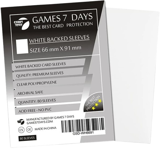 Протекторы Games7Days (66 х 91 мм / 63.5x88 мм) White Premium MTG (80 шт)