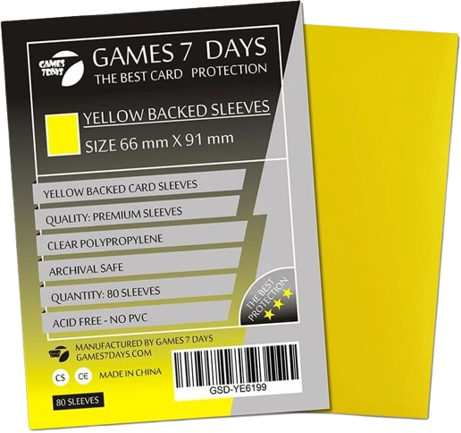 Протекторы Games7Days (66 х 91 мм / 63.5x88 мм) Yellow Premium MTG (80 шт)