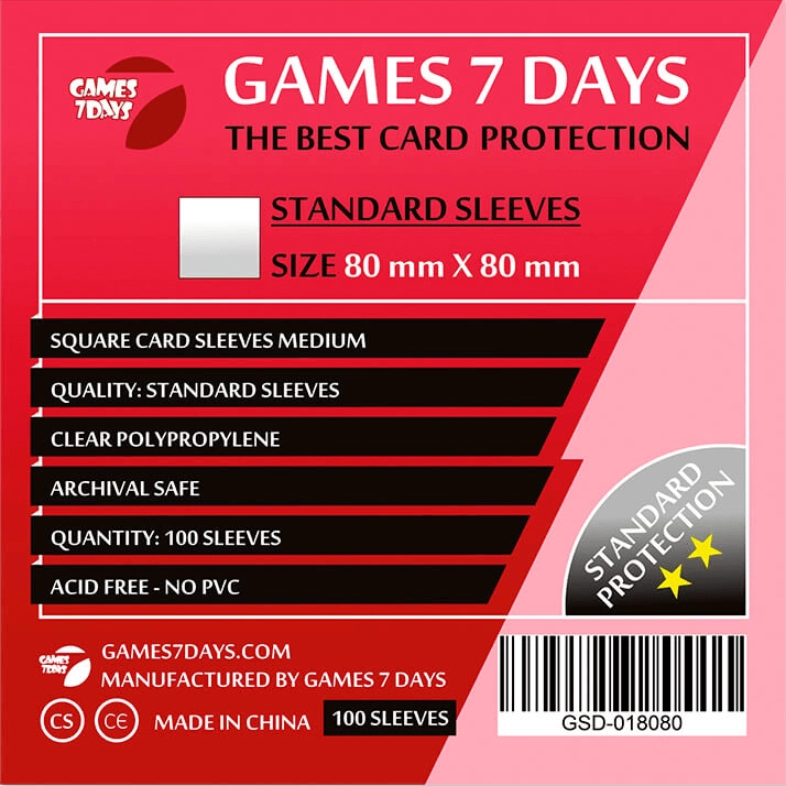Протекторы Games7Days (80 х 80 мм) Standard Square (100 шт)